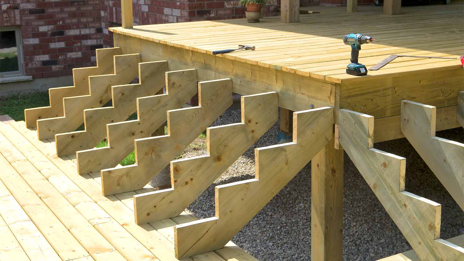 stairs made from treated wood for deck