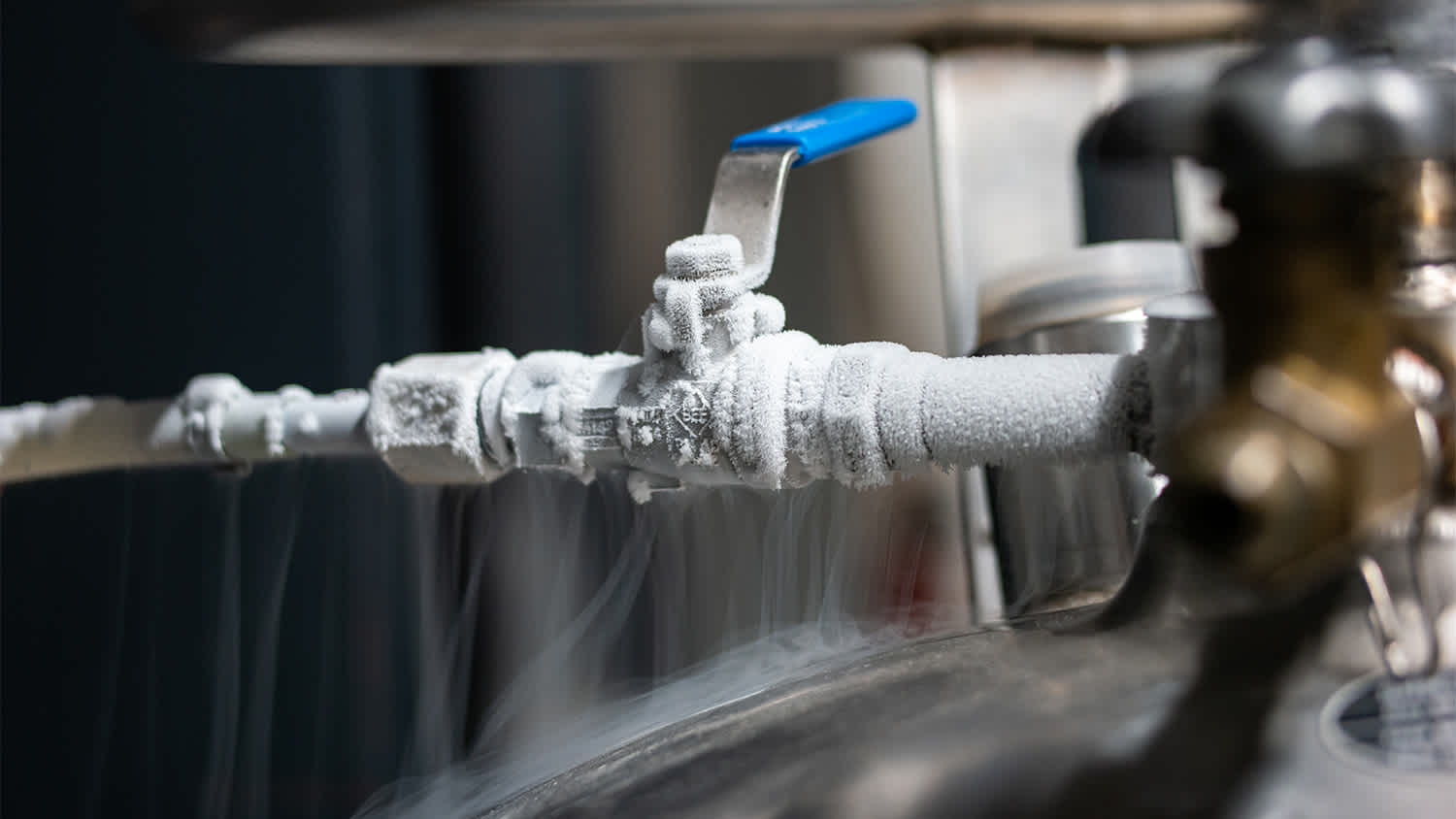 Frozen and frosted pipe.