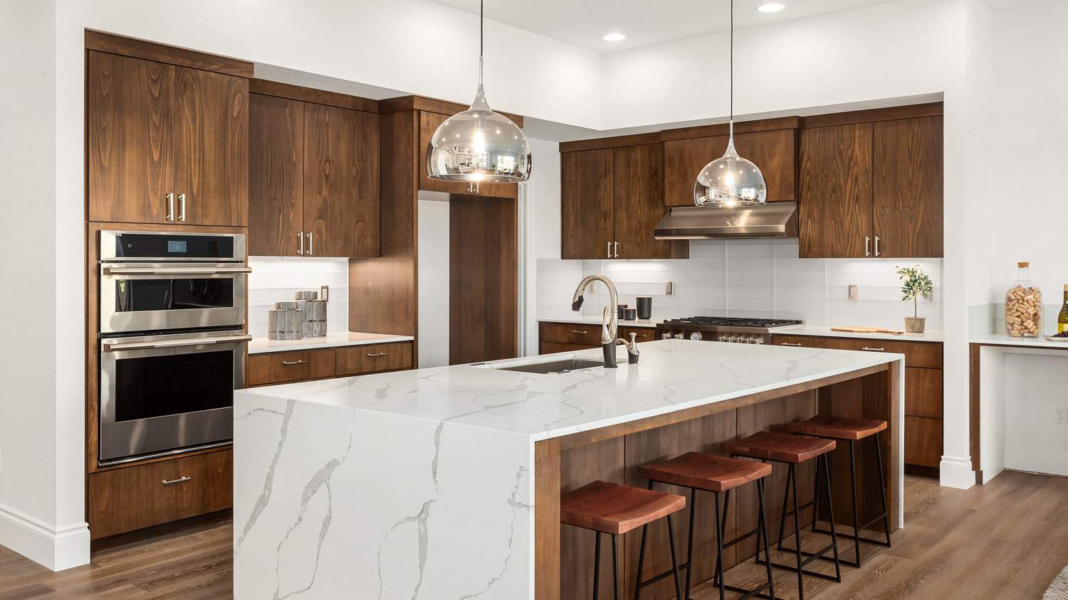 A modern kitchen with stainless steel appliances