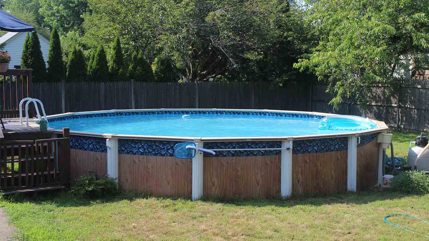 above ground pool with deck