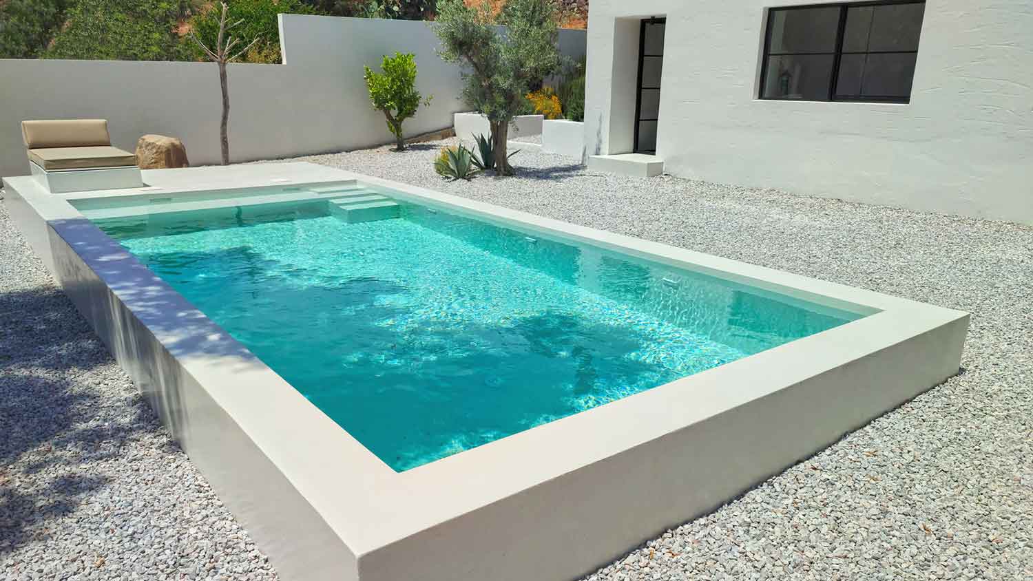 Modern home with semi-inground pool