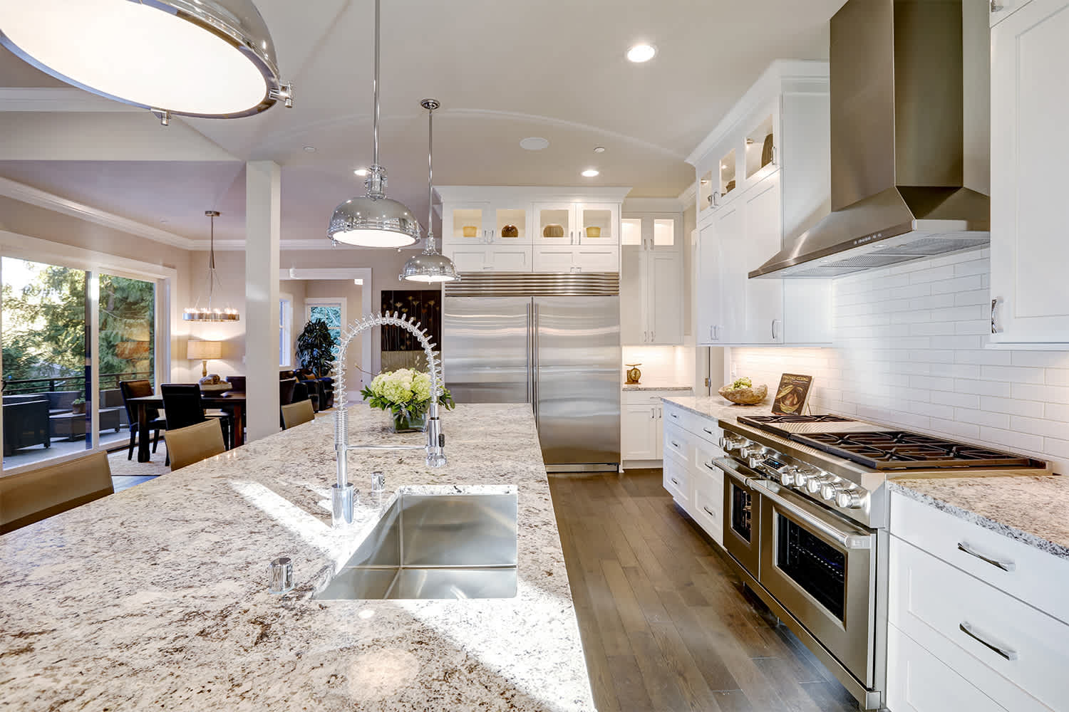 Kitchen island with granite countertop