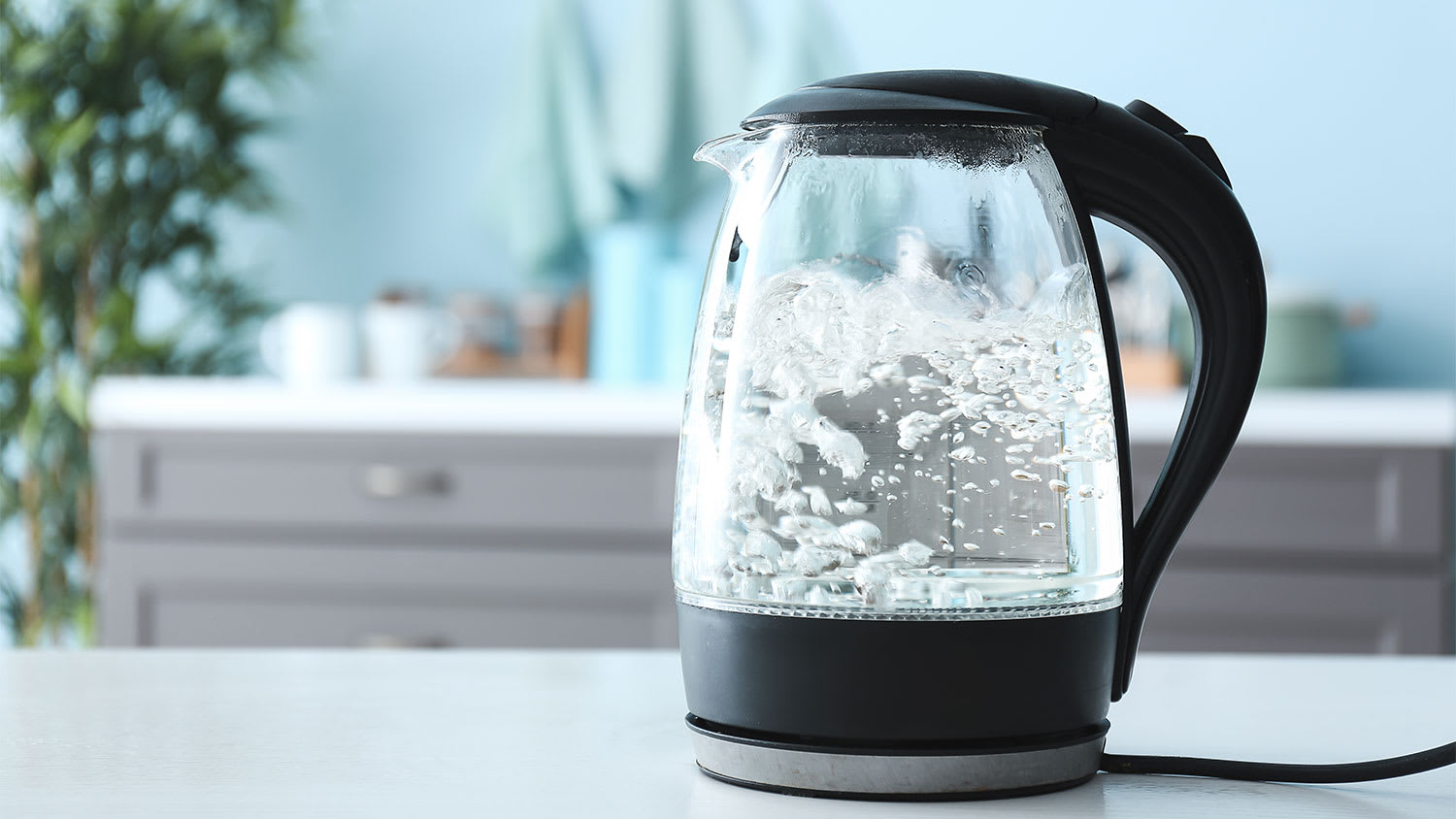 An electric kettle boils water