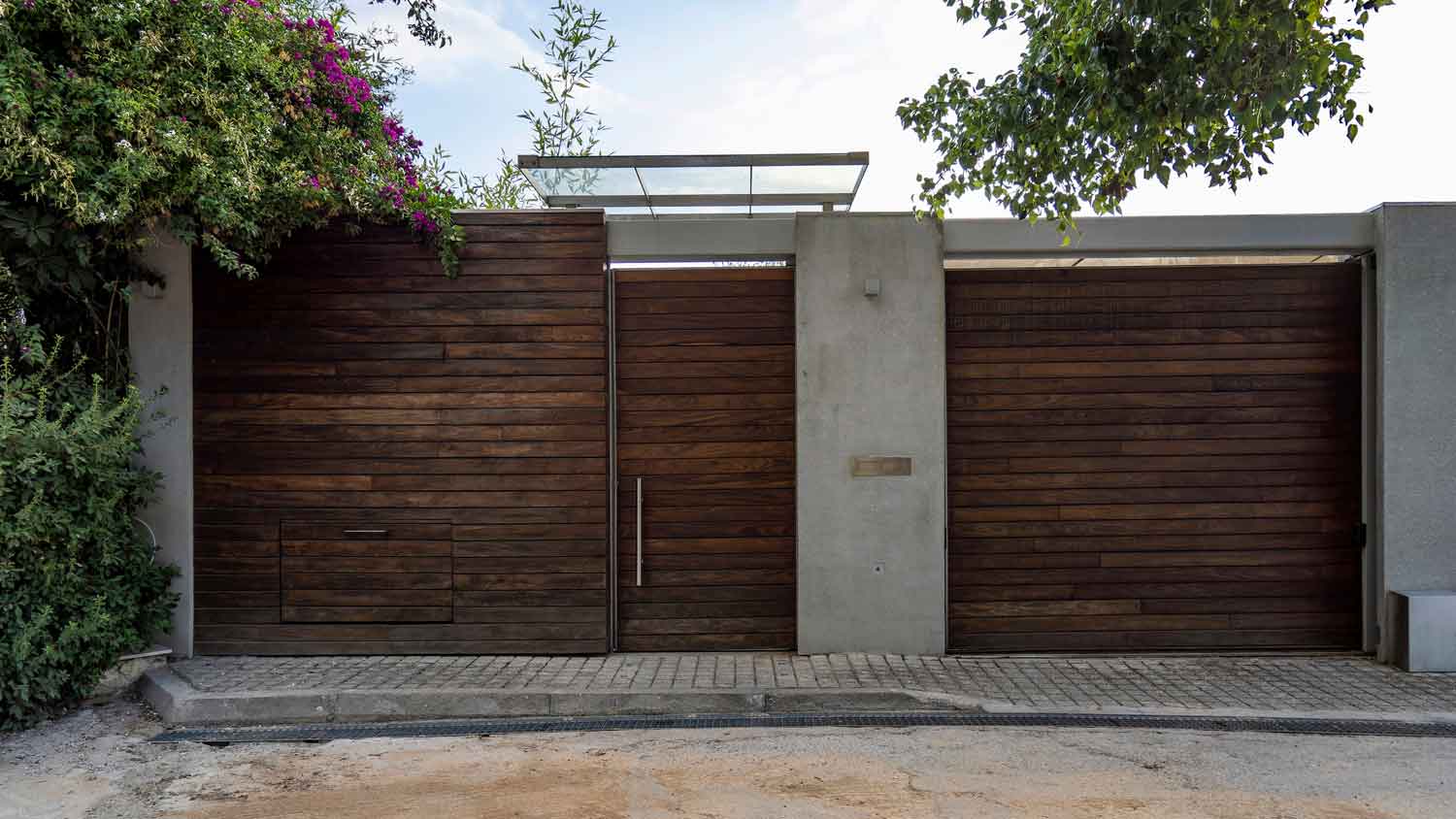A wooden pedestrian gate