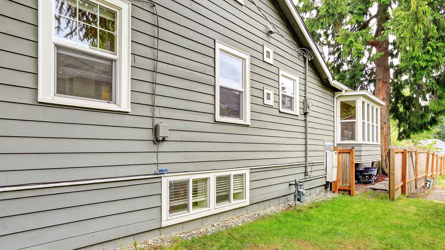 Side wall of a house with clapboard siding