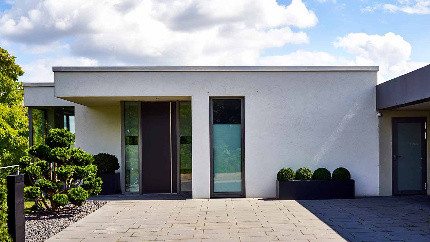 A view of the front door of a home