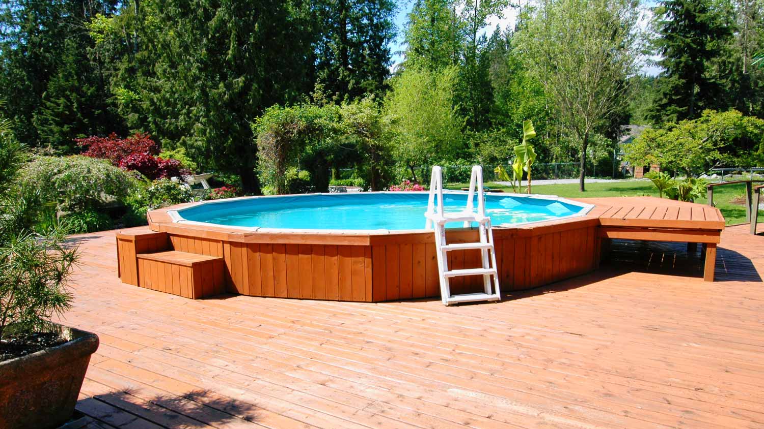Above ground backyard pool