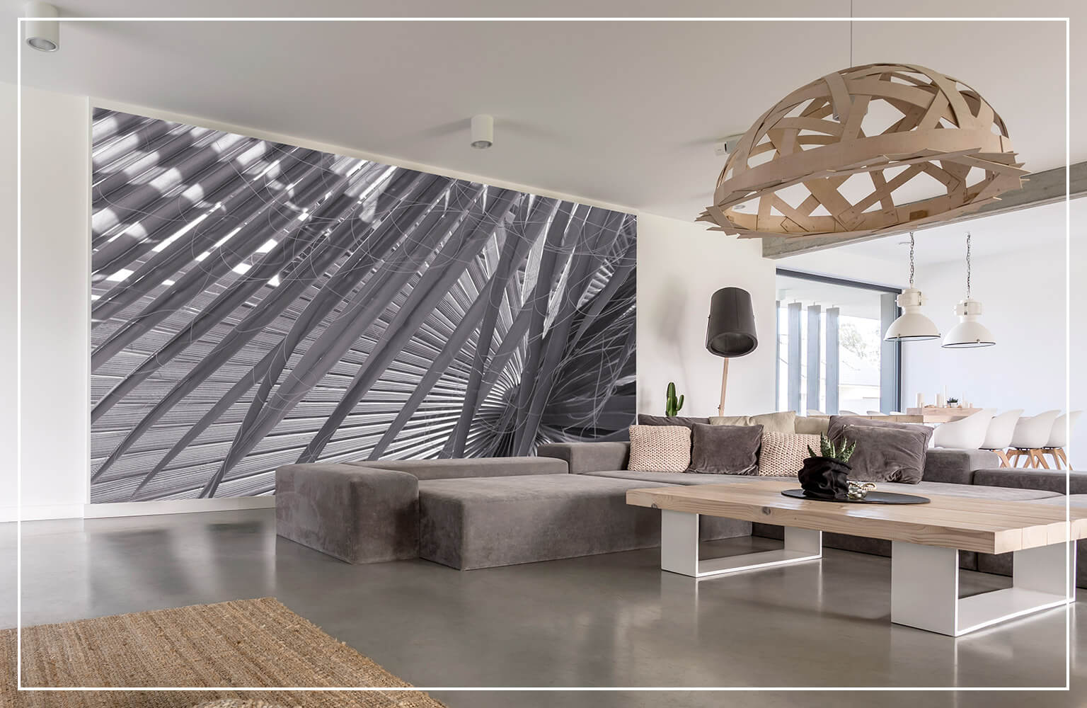 black and white photography mural