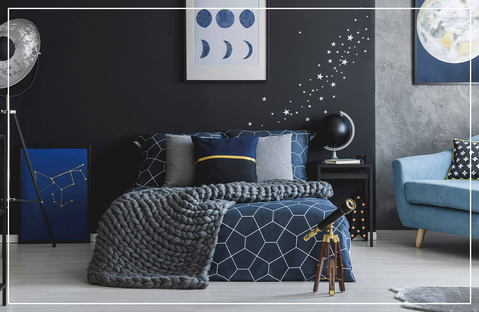 constellation wall mural in bedroom