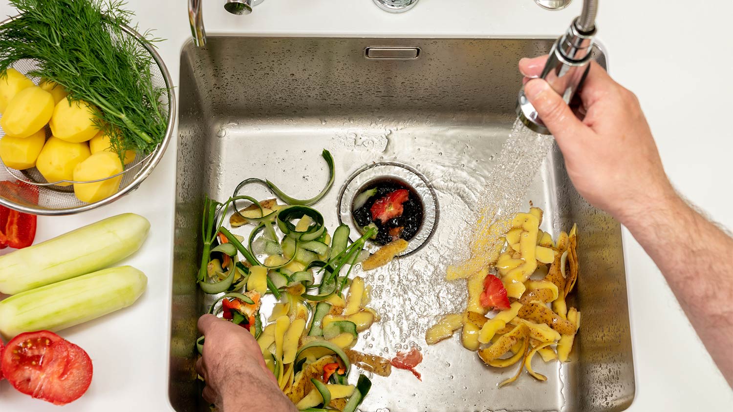 kitchen disposal in sink to remove food waste