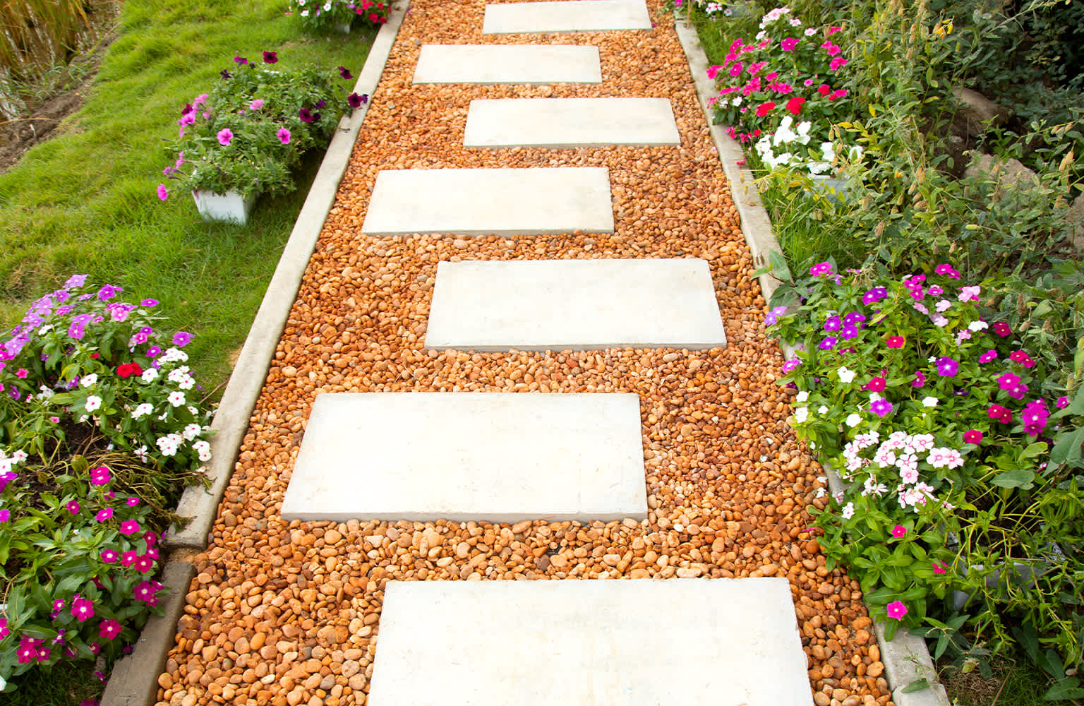 lava rocks walkway