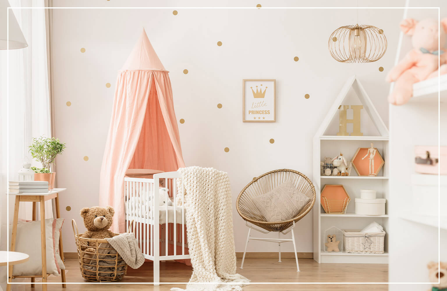 polka dot wall in kids bedroom