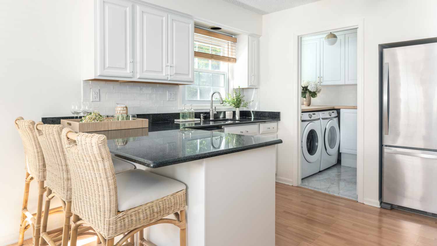 Nice open kitchen and laundry room