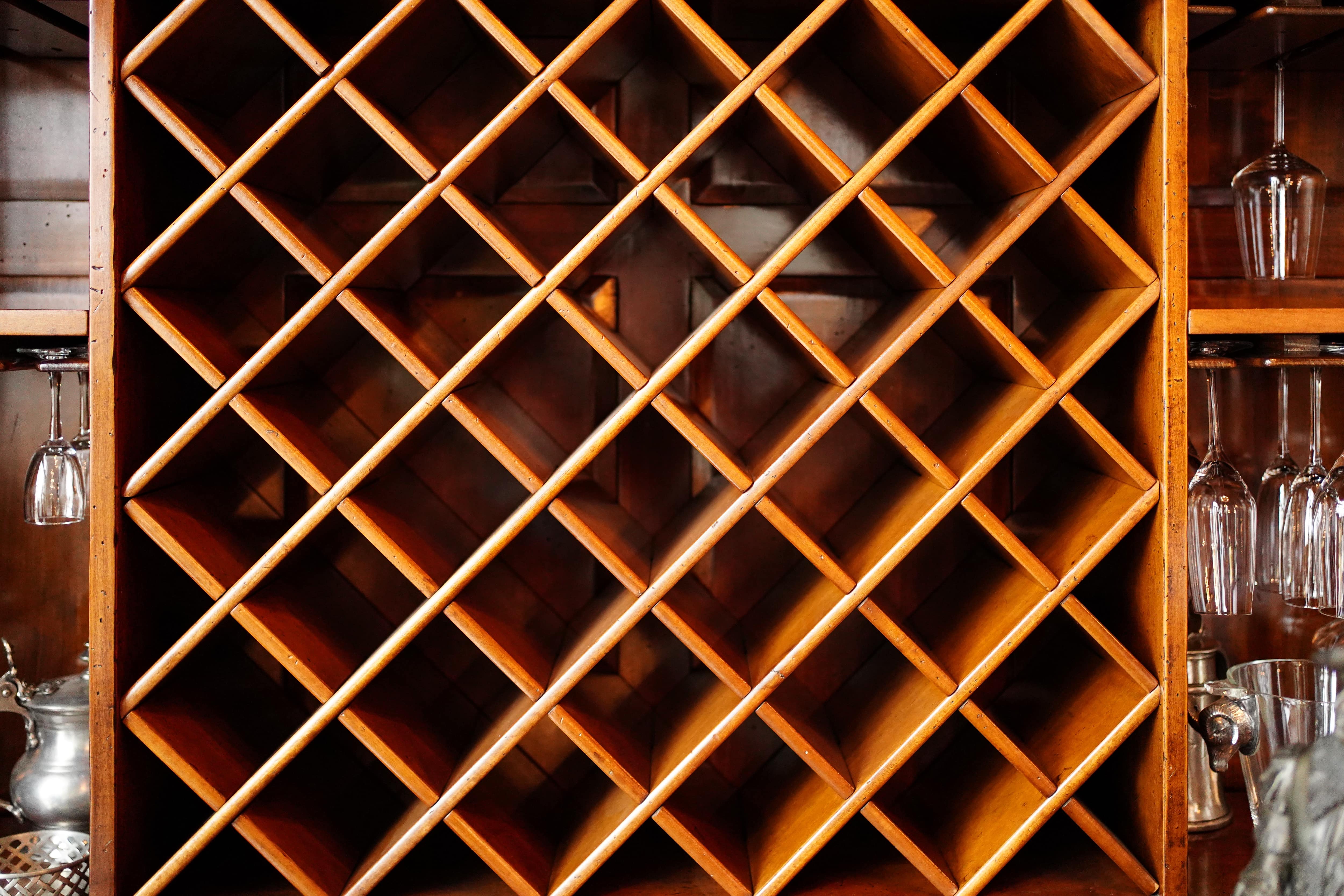 Close up of wine rack