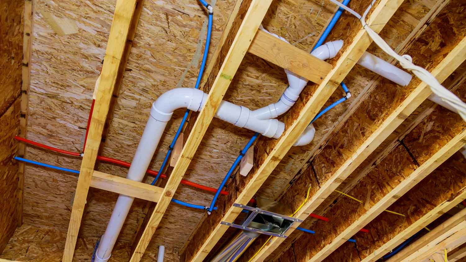 The layout of plumbing pipes of a house