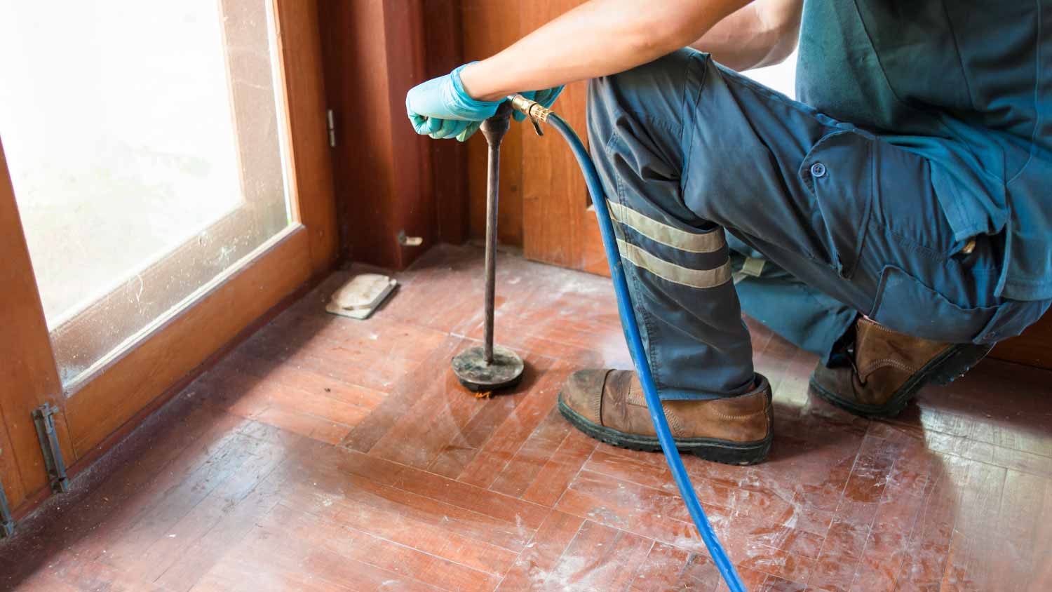 Worker doing a termite control
