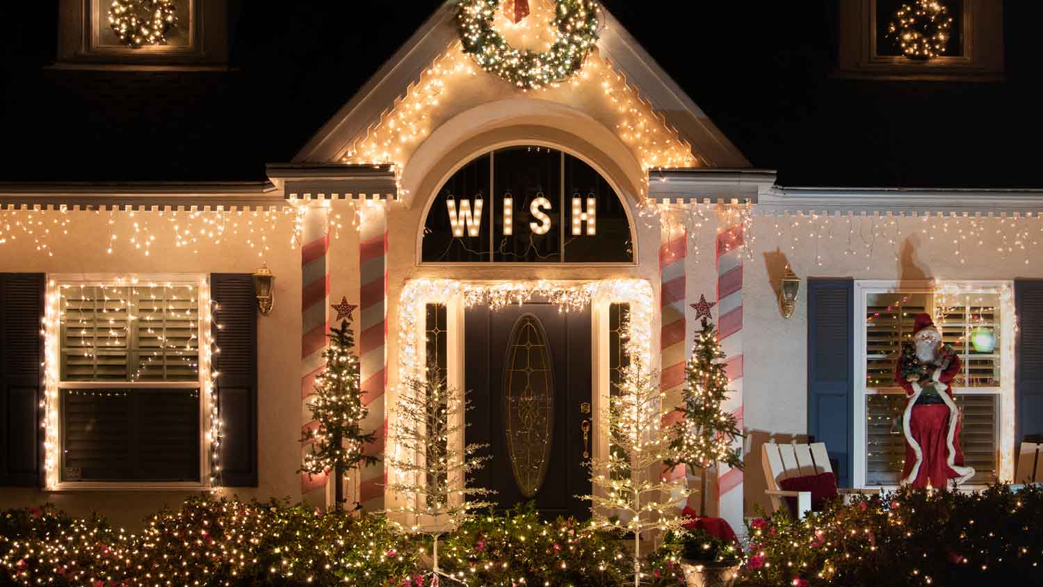 Christmas decorations on the exterior of a house