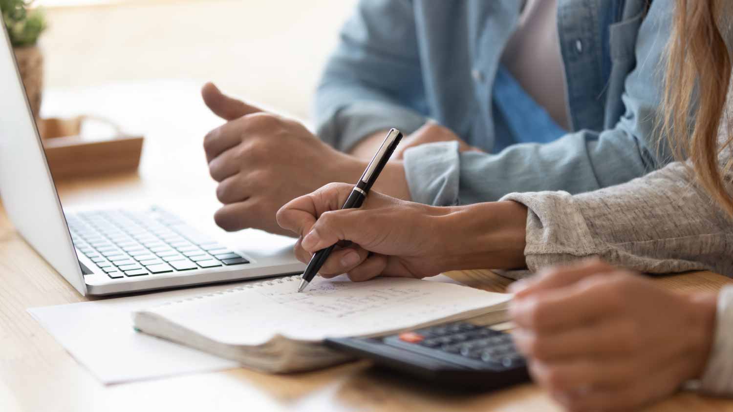 Couple checking finances