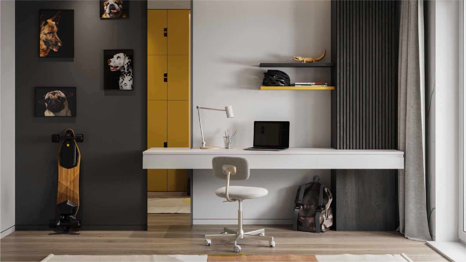 modern children room with study desk
