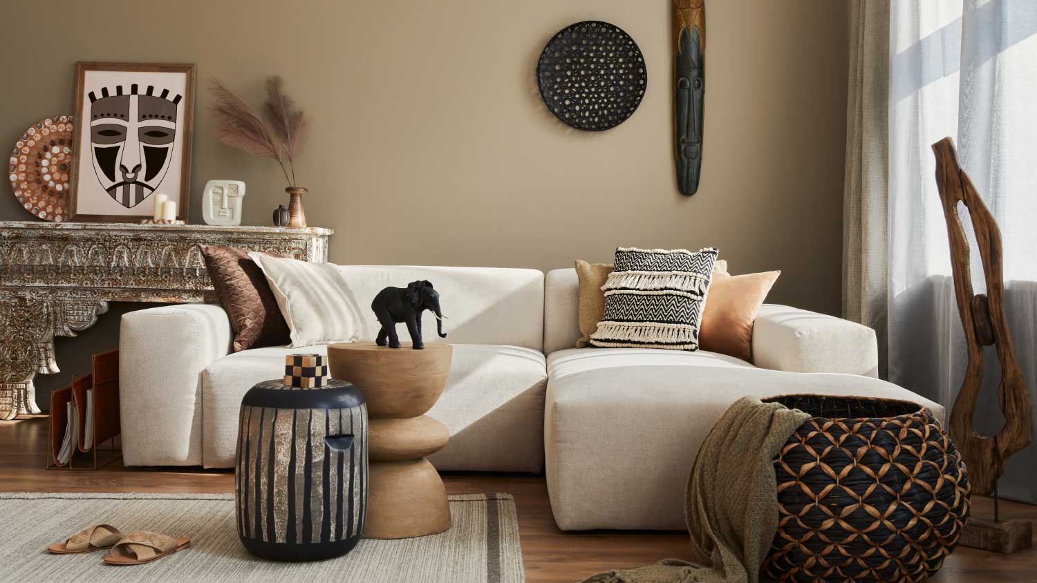 Moroccan living room interior with modular sofa