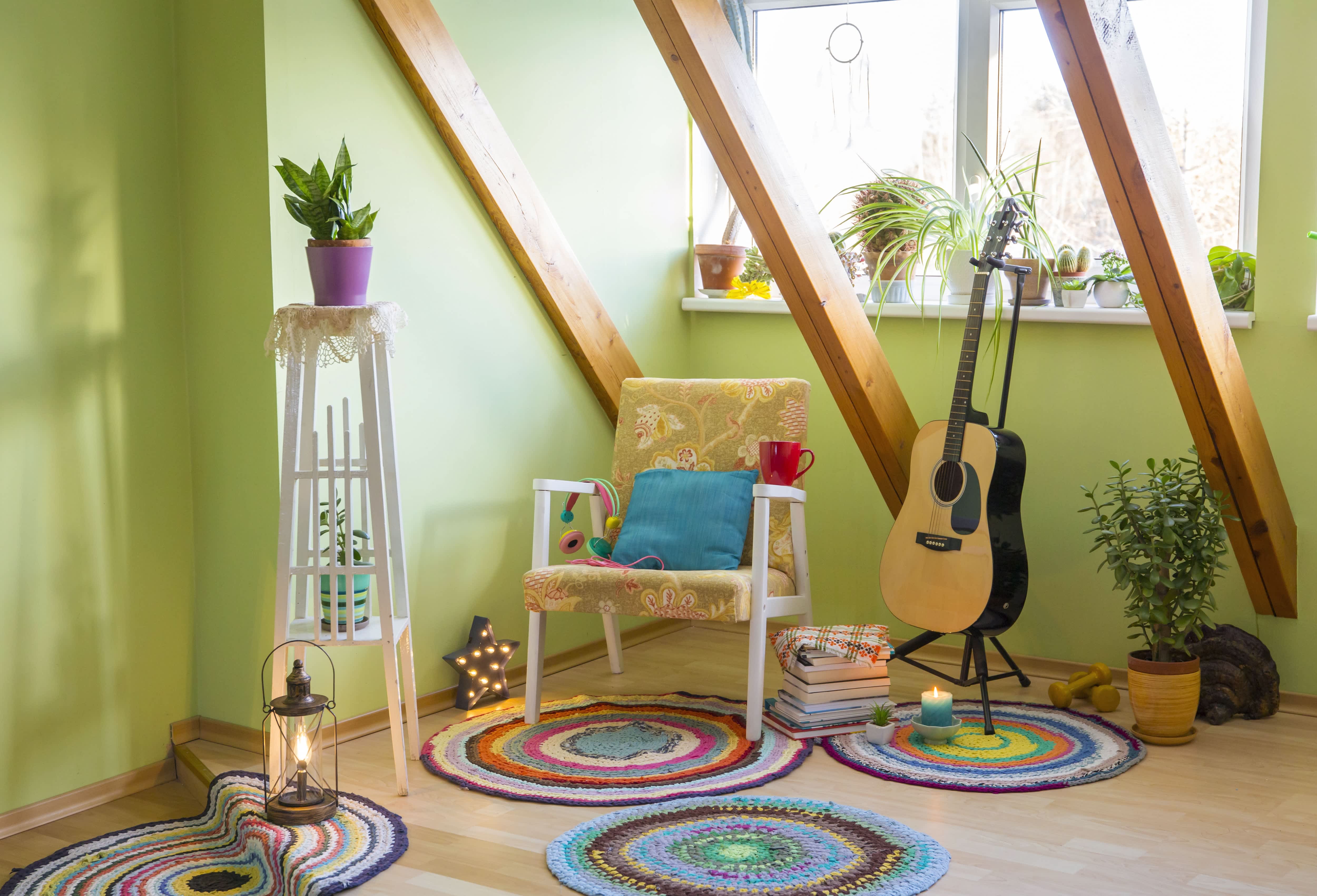 Modern bohemian living space