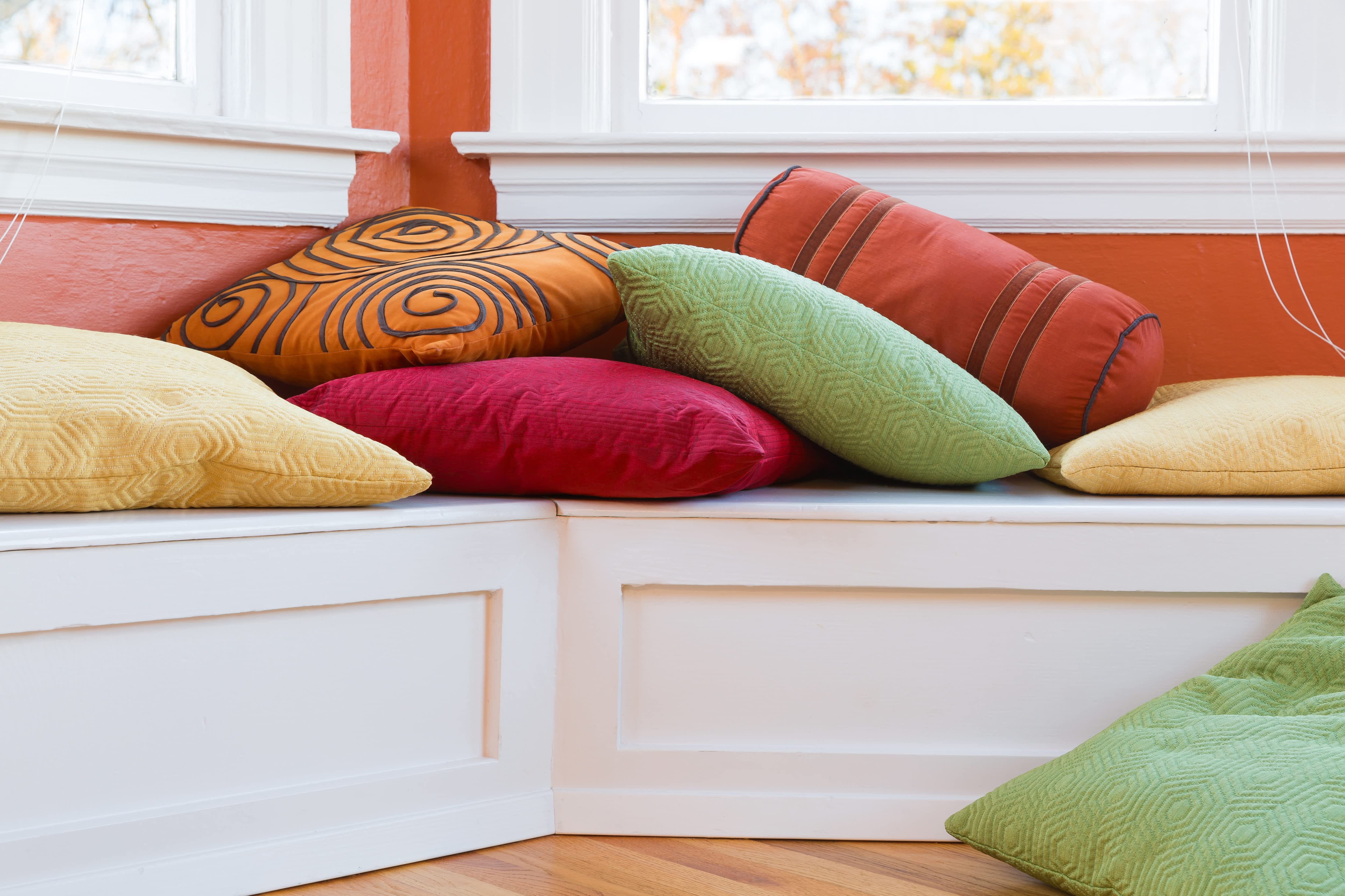 Window seat with throw pillows