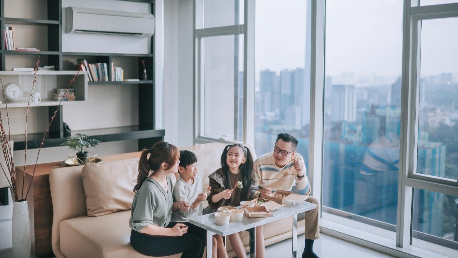 Family having lunch at home
