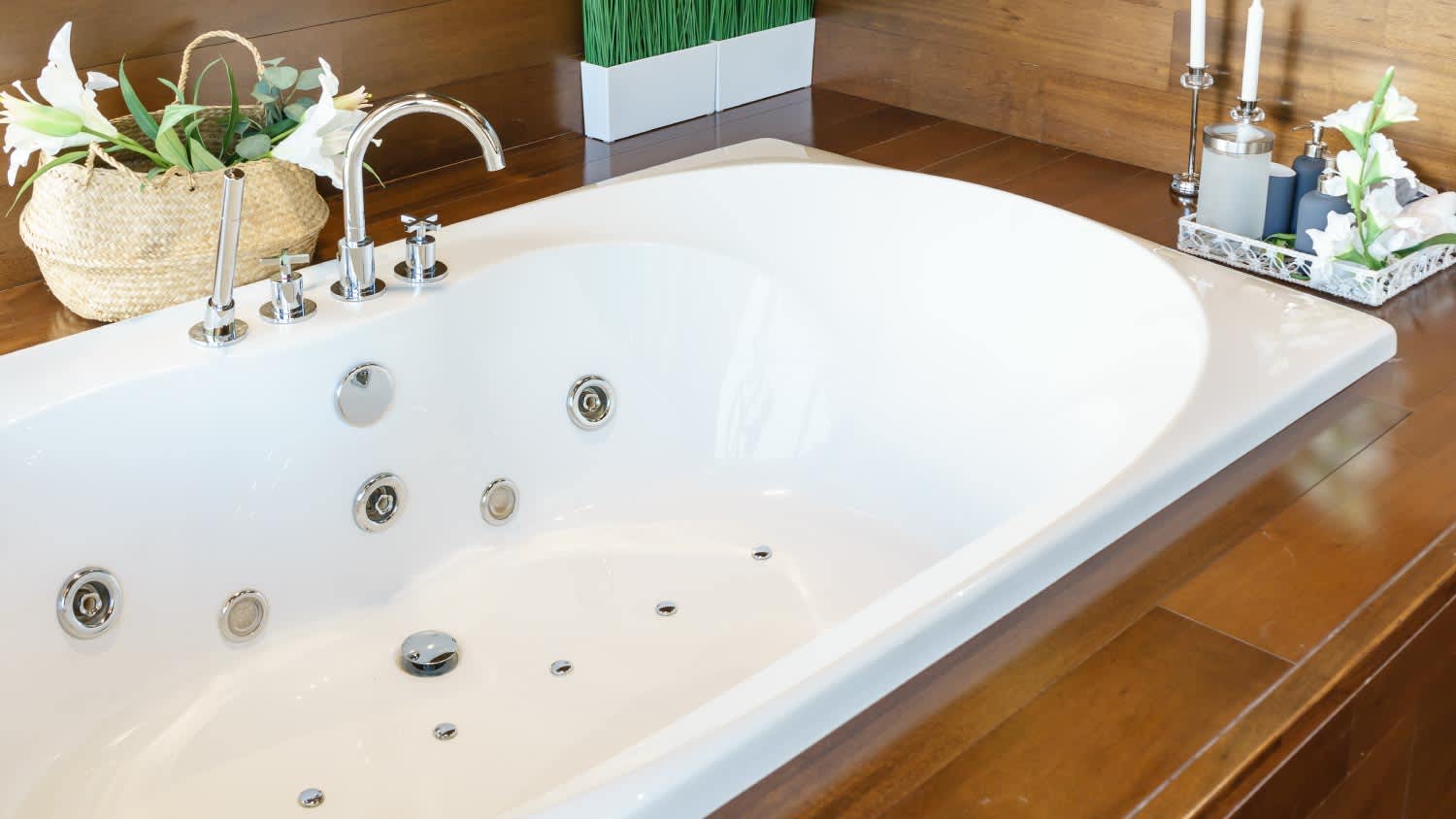 Bathroom interior with modern bathtub
