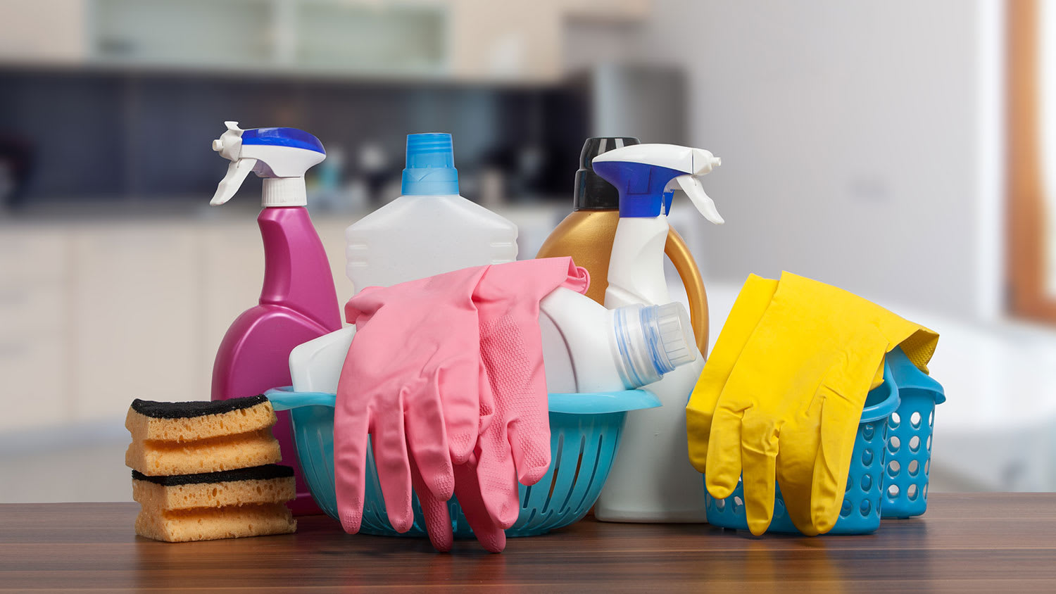 A view of cleaning supplies