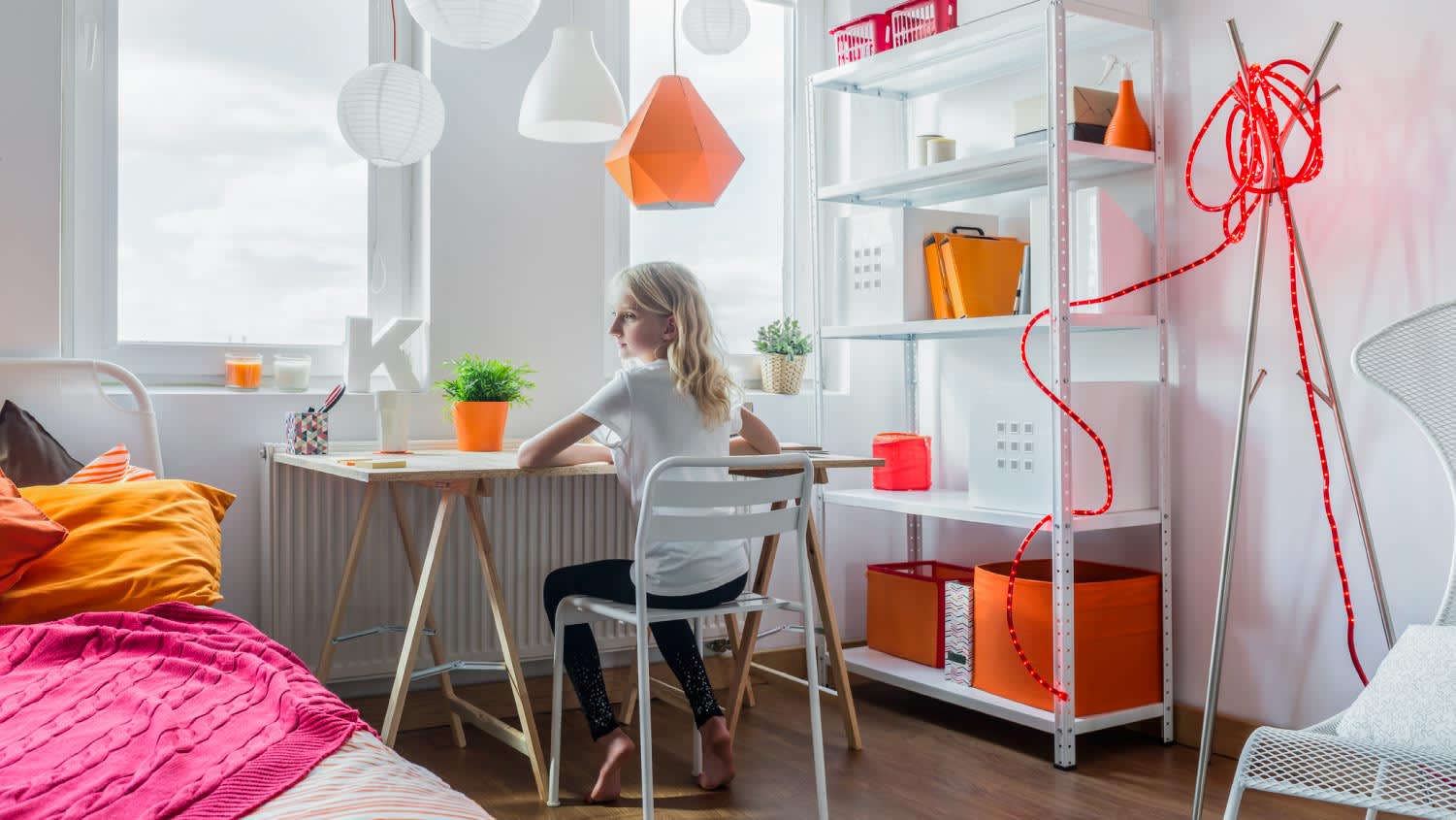 tall shelves in kid’s room