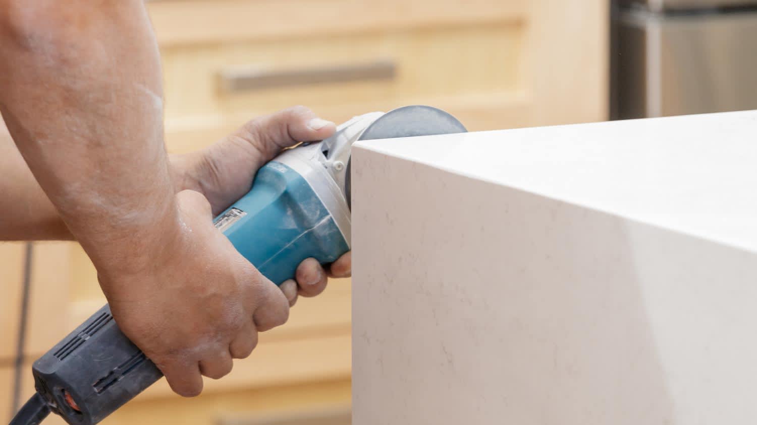 Man Installing kitchen countertops