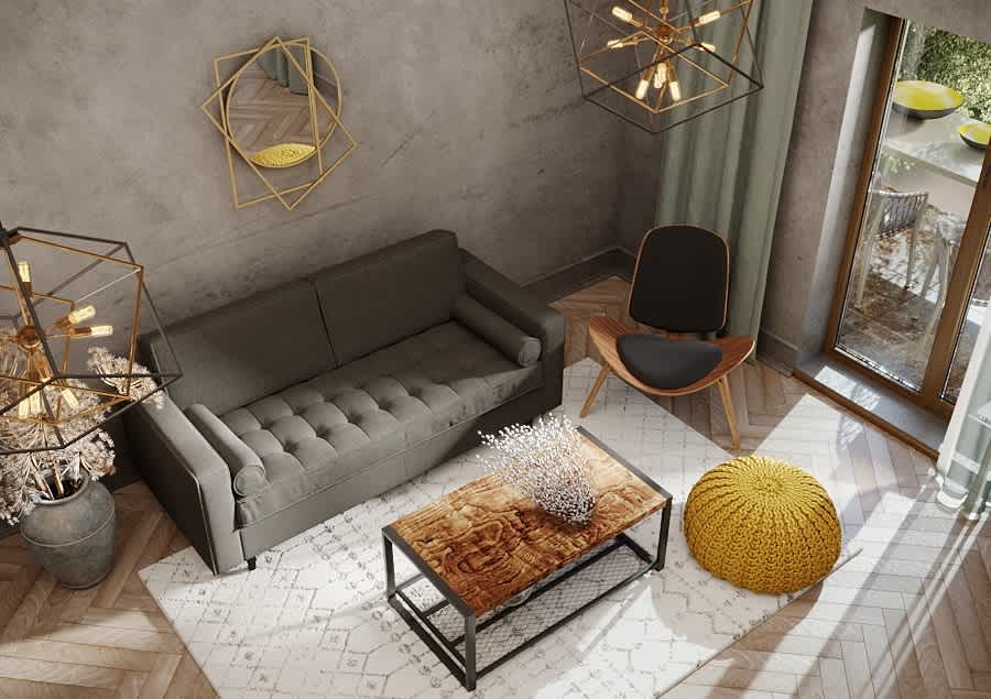 Grey couch in living room
