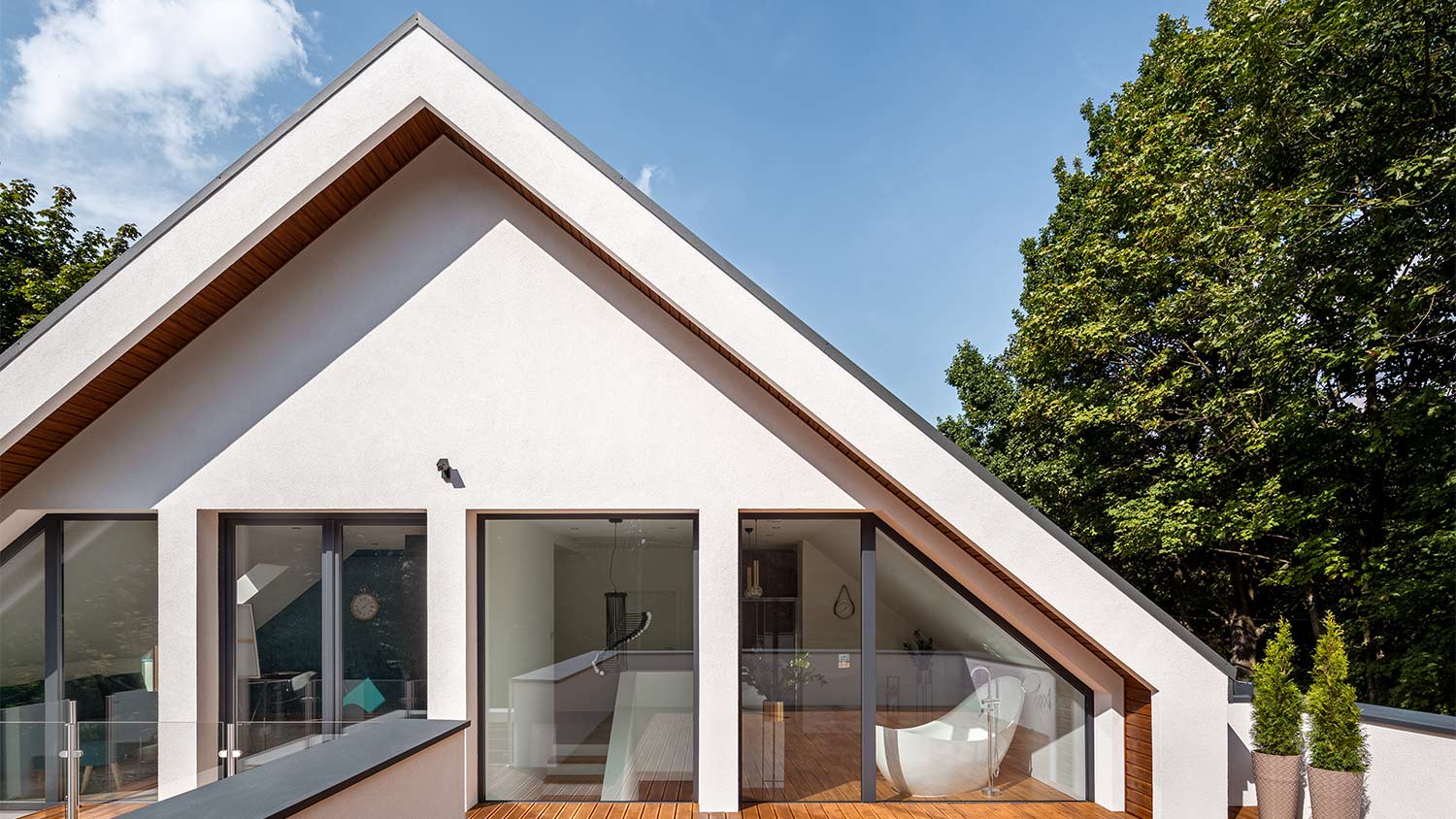 Modern design house with roof deck.