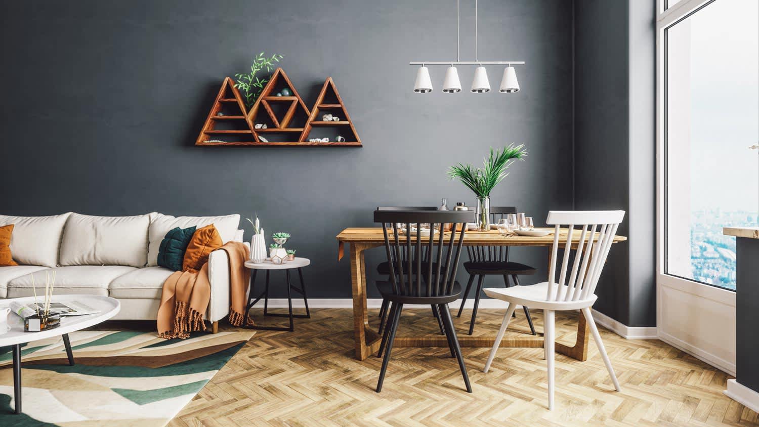 A Scandinavian style living and dining room