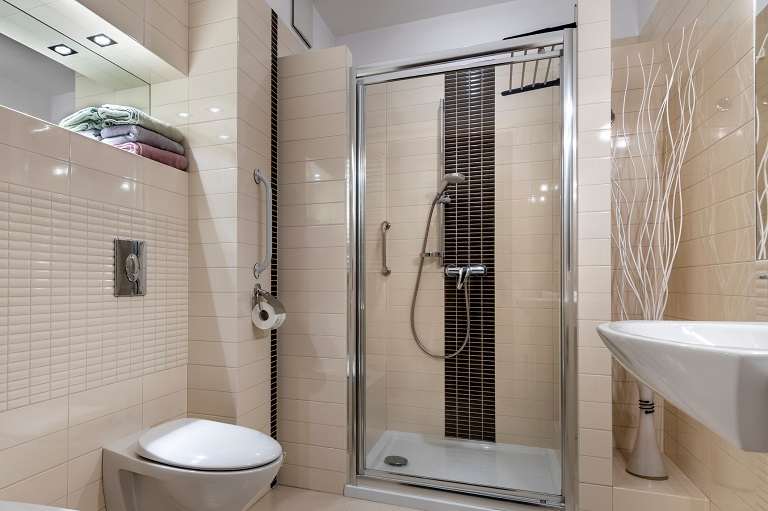 Bathroom with leaking shower