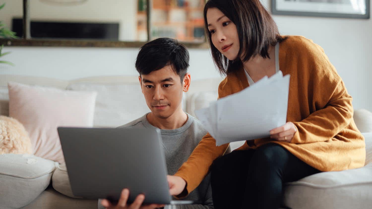 A couple discussing their financial status