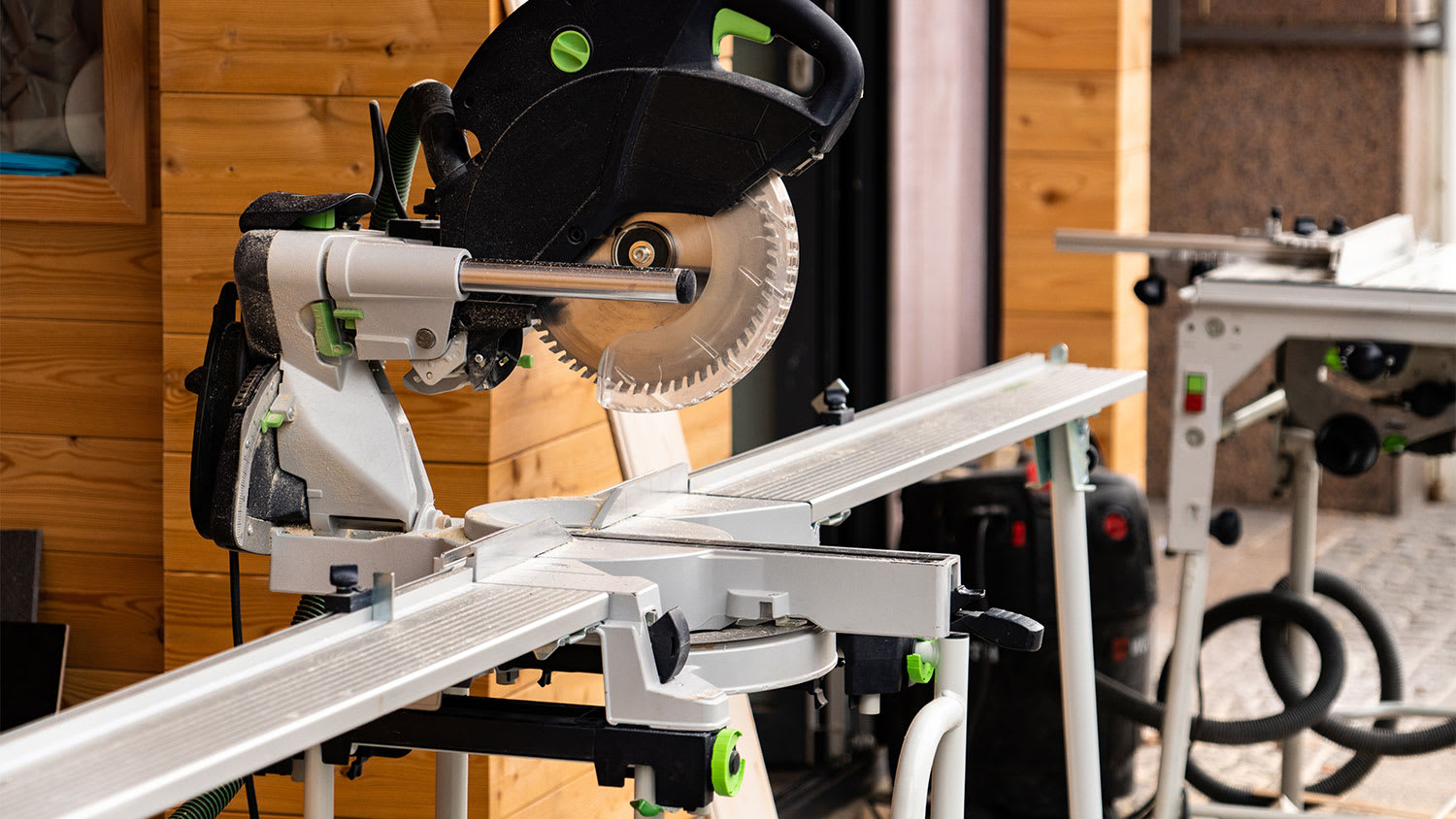 A view of a miter saw