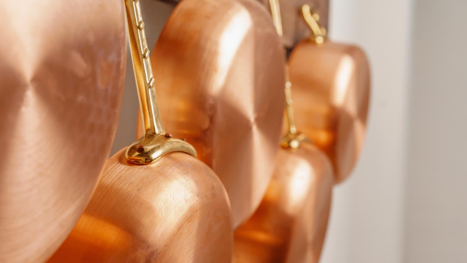 Shiny clean copper pans
