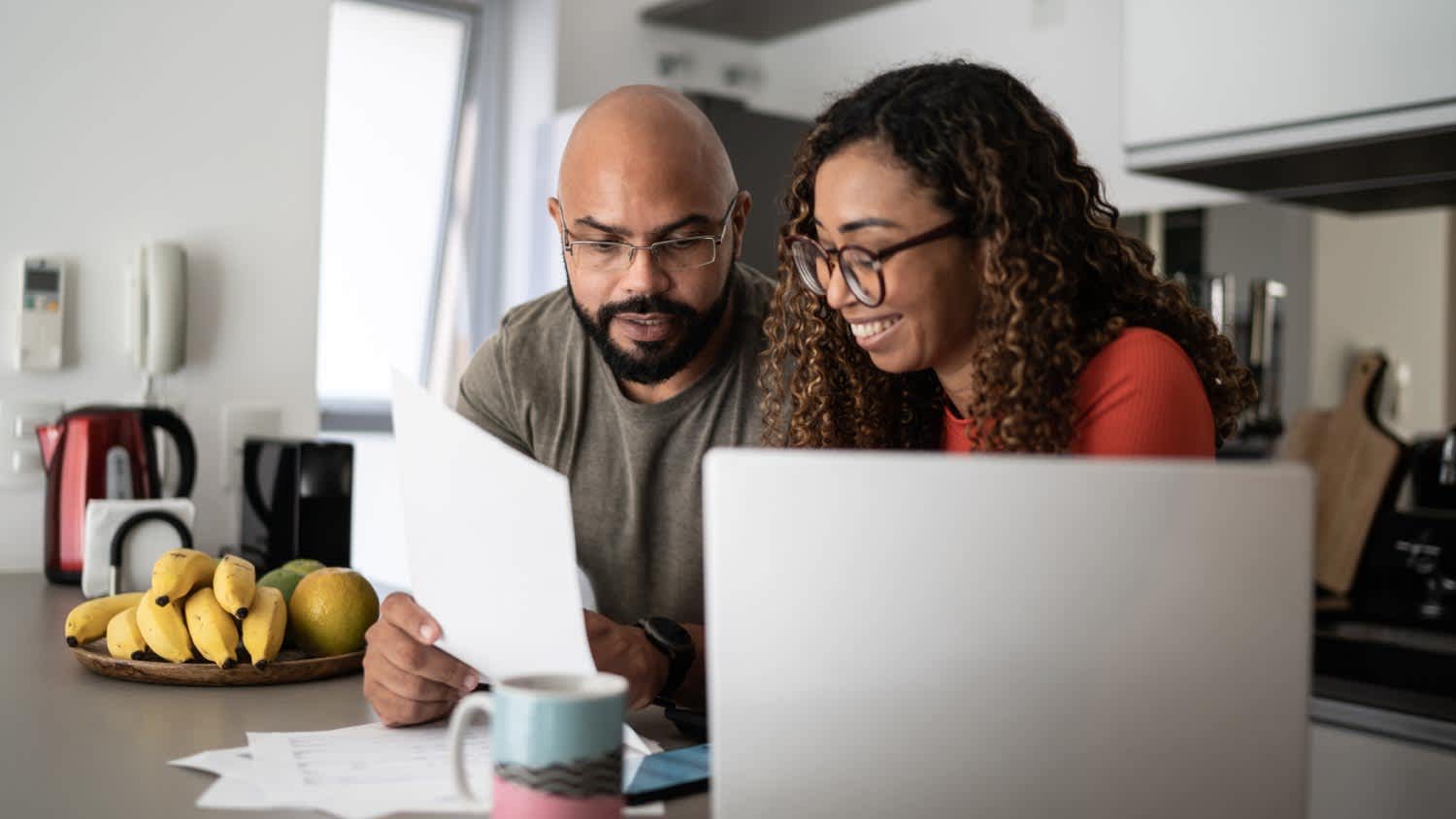 Couple doing home finances together