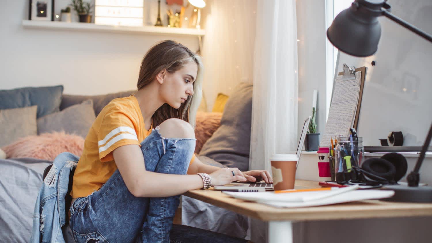 A girl using her laptop