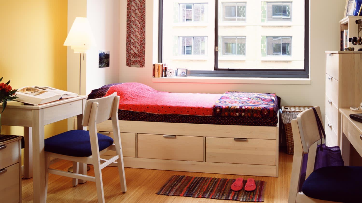 Room with storage bed