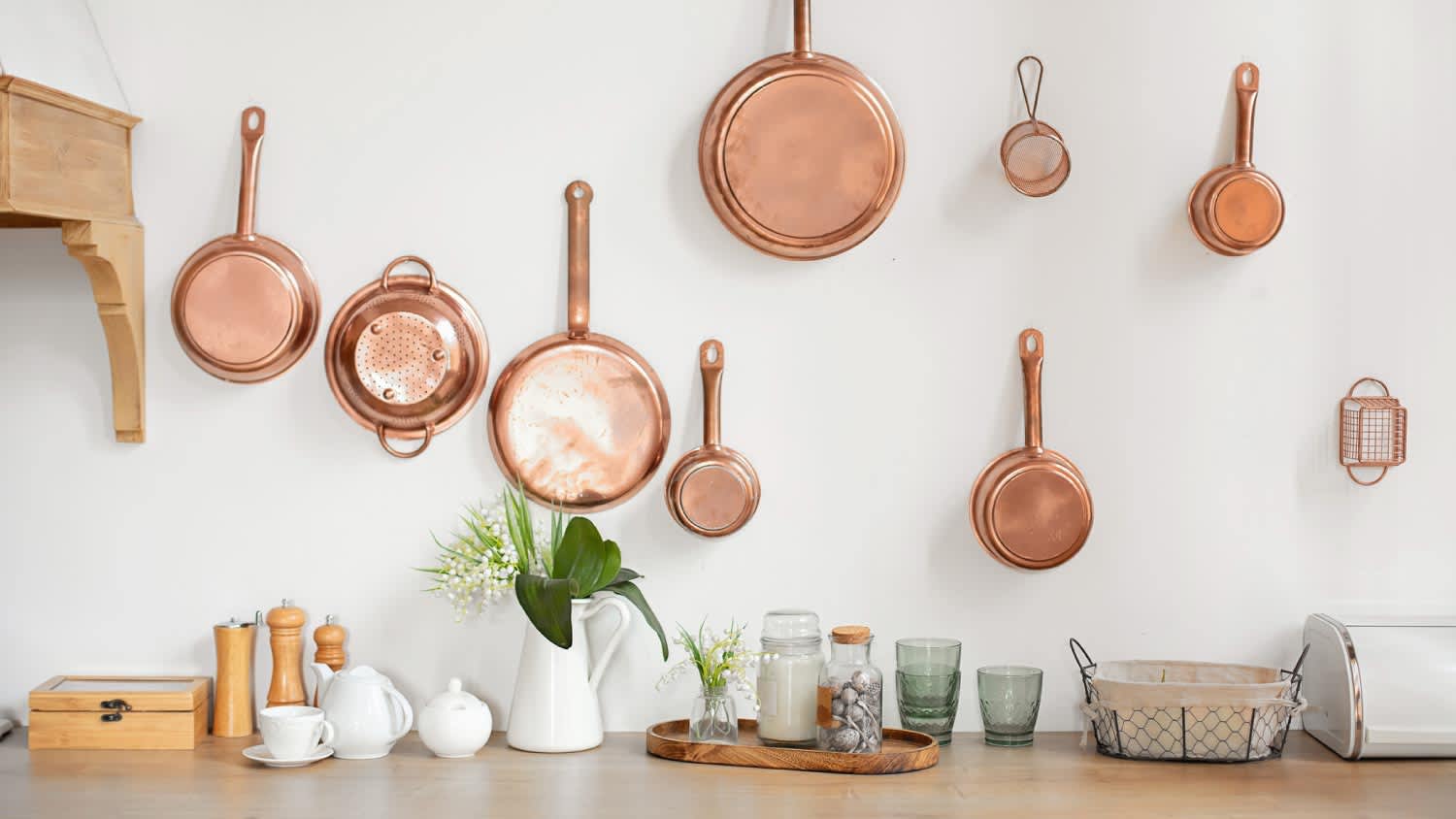 Different kind of cookware and ceramic plates