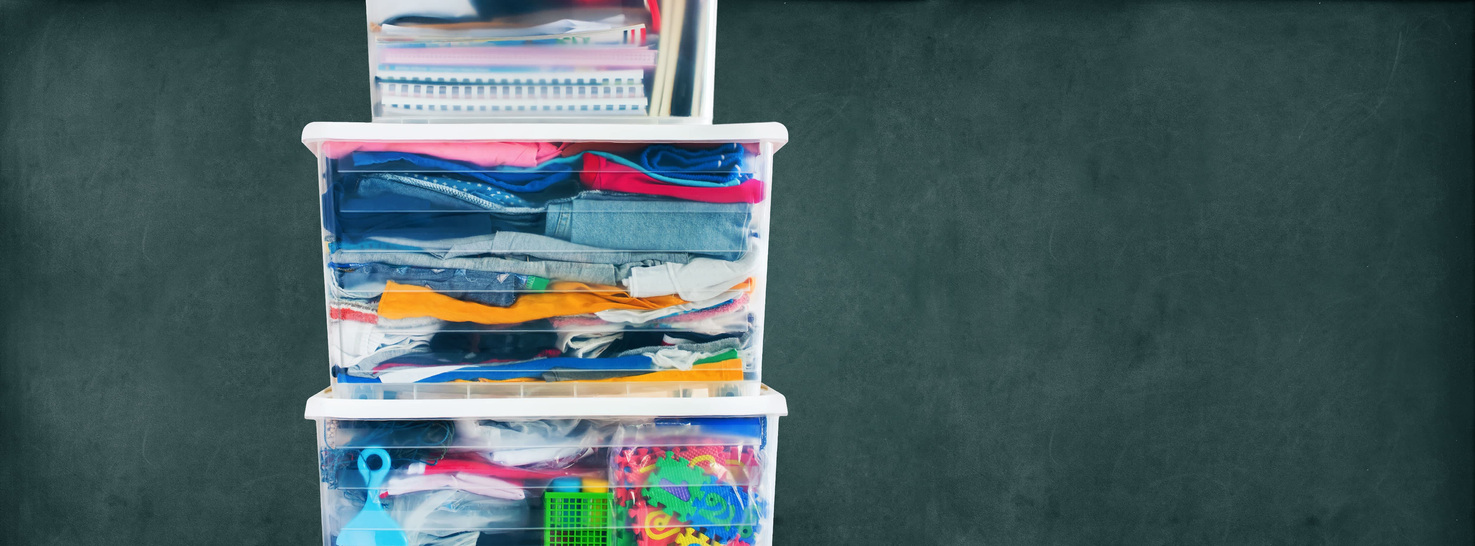 A stack of clear storage containers