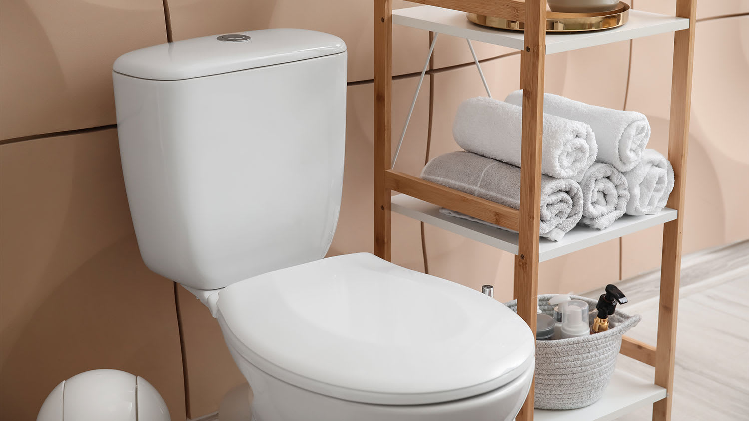 A view of a toilet in a bathroom