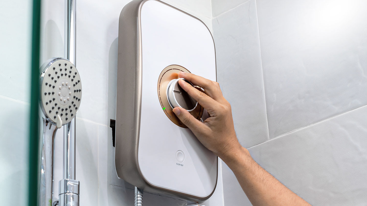 Point of use water heater installed in the shower