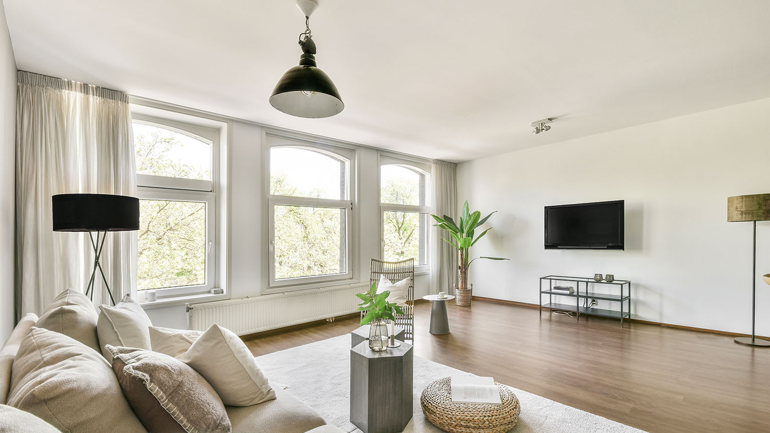 modern neutral color living room