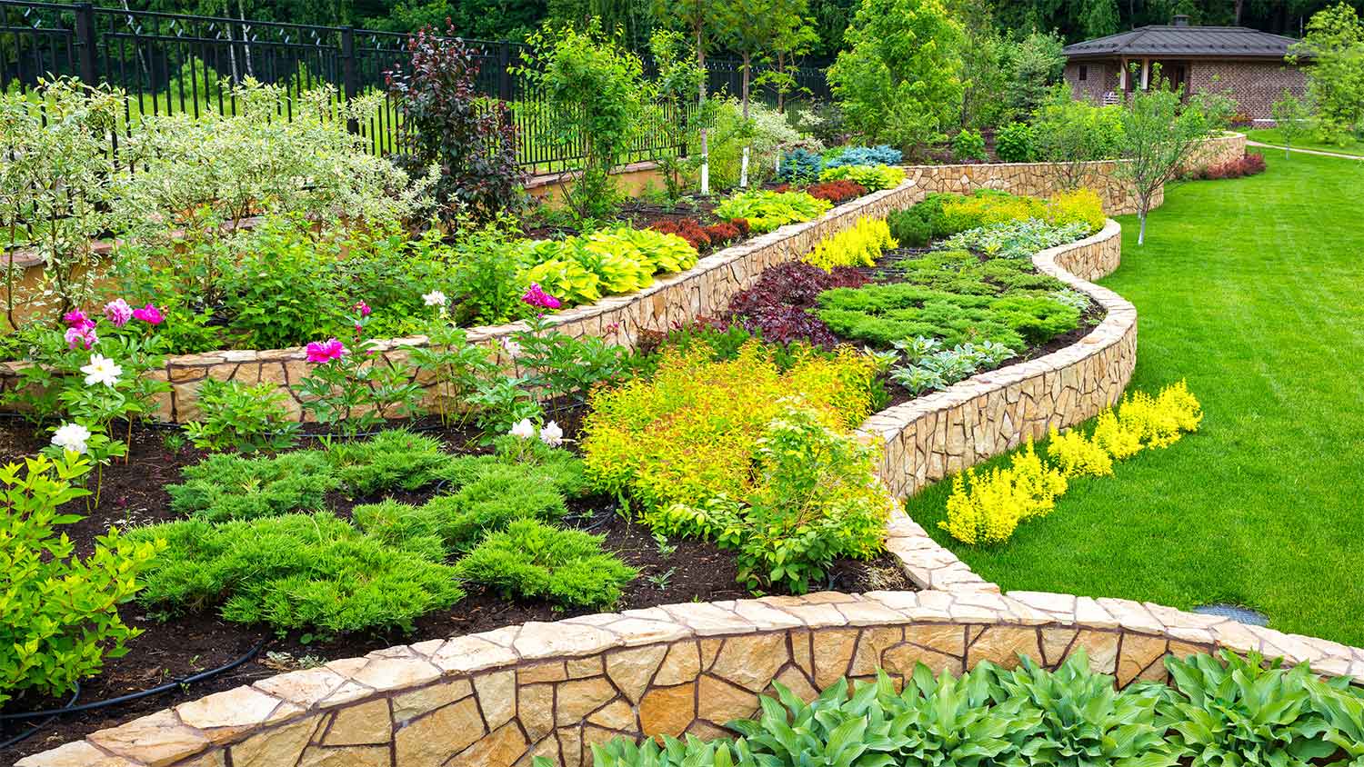 A view of landscaping in a garden
