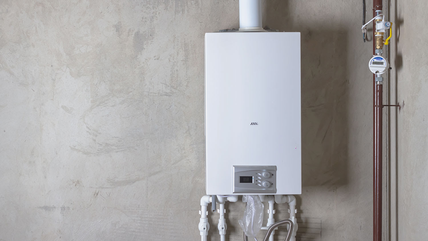 Tankless water heater installed in the basement