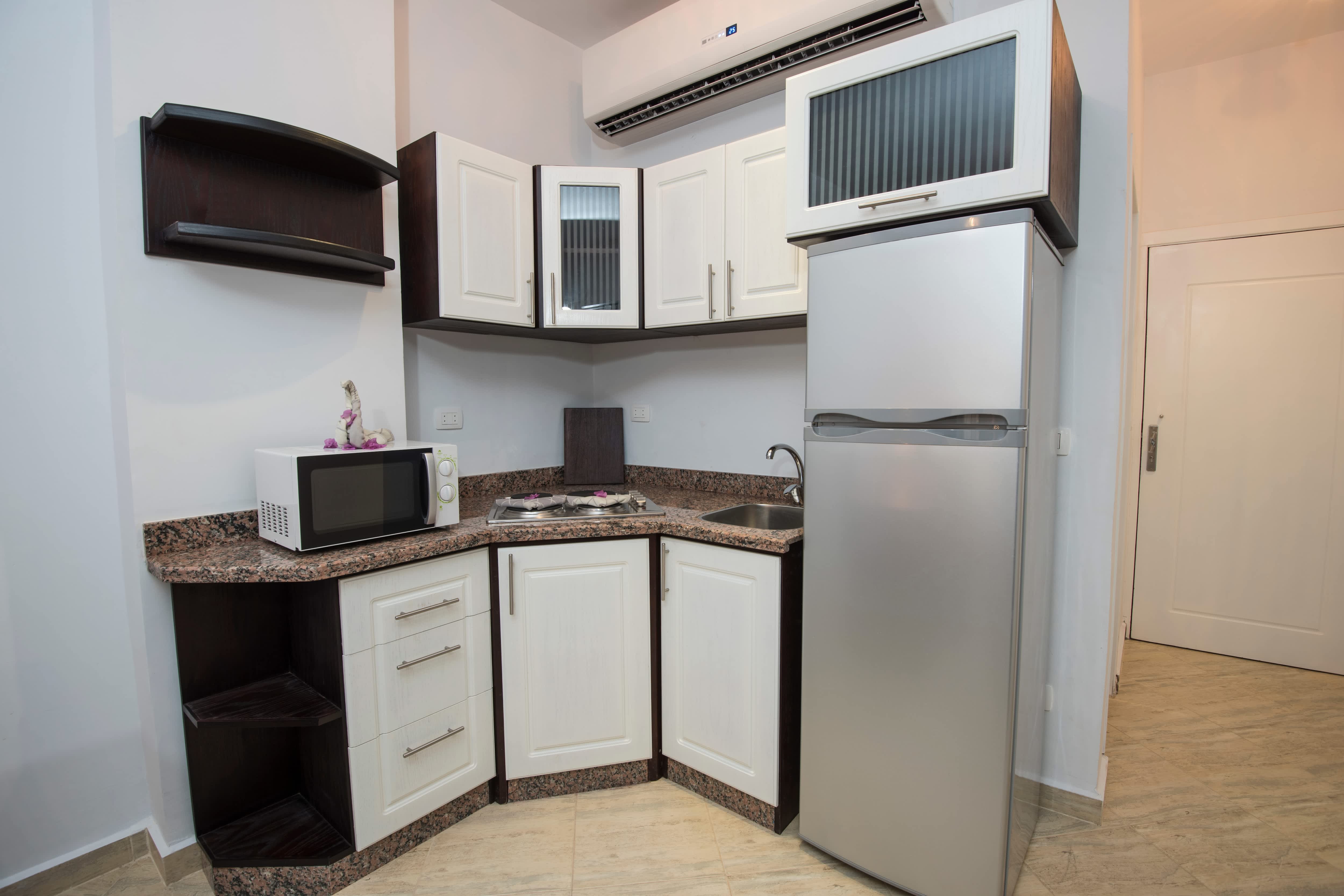 Modern kitchenette in corner area