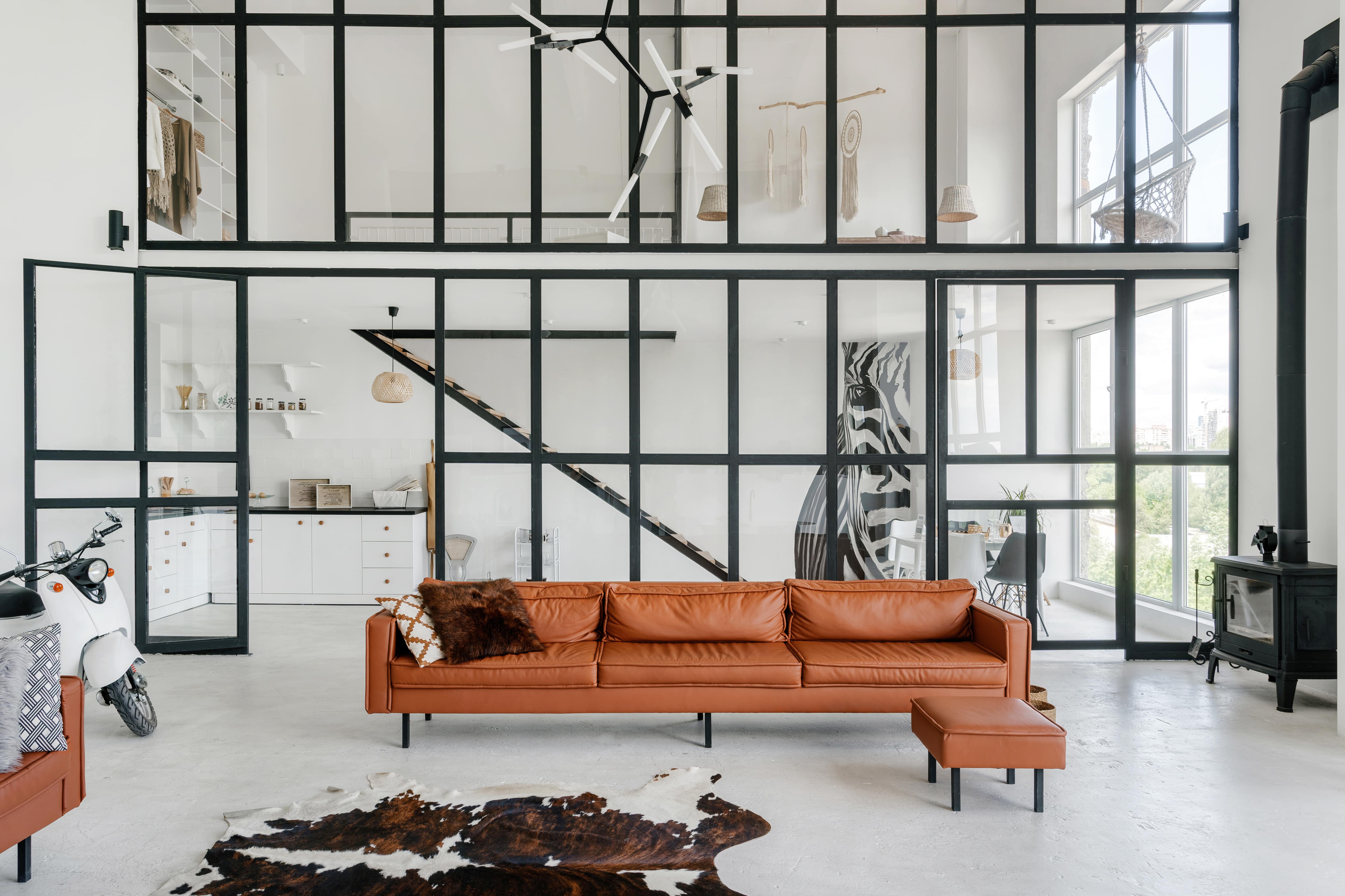 The interior of a modern loft apartment